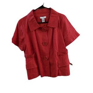 Lucy And Laurel 100% Linen Shacket Fully Lined Sz L Chunky Buttons